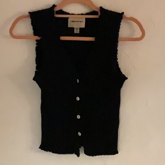 Industry Republic Clothing Jackets & Blazers - Sale! Industry Republic Clothing Lettuce Trim Ribbed Vest, Size S, Black